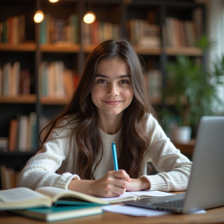 Estudante acompanhada e confiante em seus estudos